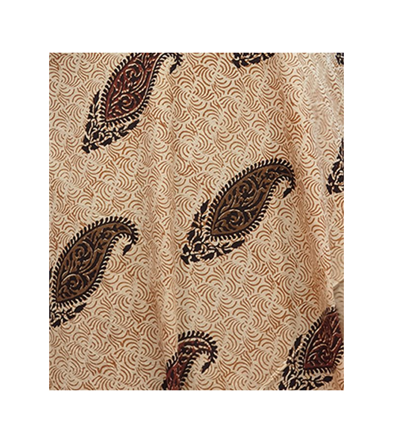 Brown - Pure Wool Handloom Natural Dyed Bagh Print Fabric 09 main image 1